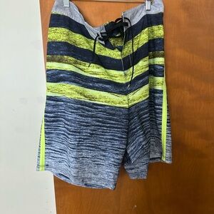 Hurley Black and Yellow Board Shorts Athletic Swimwear